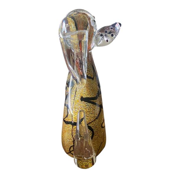 RARE 8” GCA Art Glass Murano Style Dog Puppy Sculpture Layered Gold & Black - Picture 7 of 16